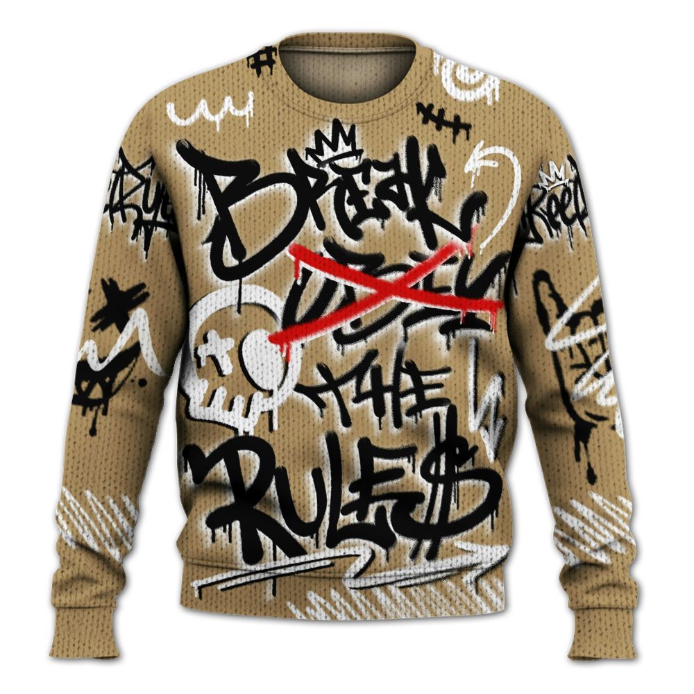 Knitted Sweater To Match High OG Black Metallic Gold 1s - Break Rules Streetwear