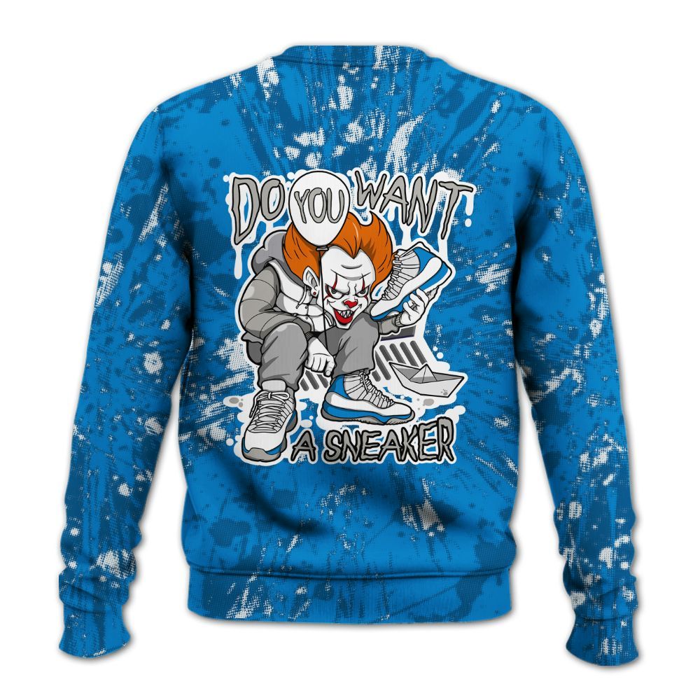 Sweatshirt To Match Military Blue 4s - Clown Scary Sneakers Graphic Halloween All Over Print