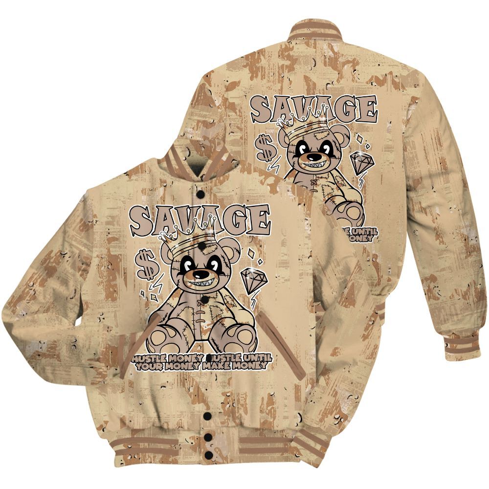 Varsity Jacket To Match Desert Camo 3s Shirt - Savages Bear Glitch Art All Over Print