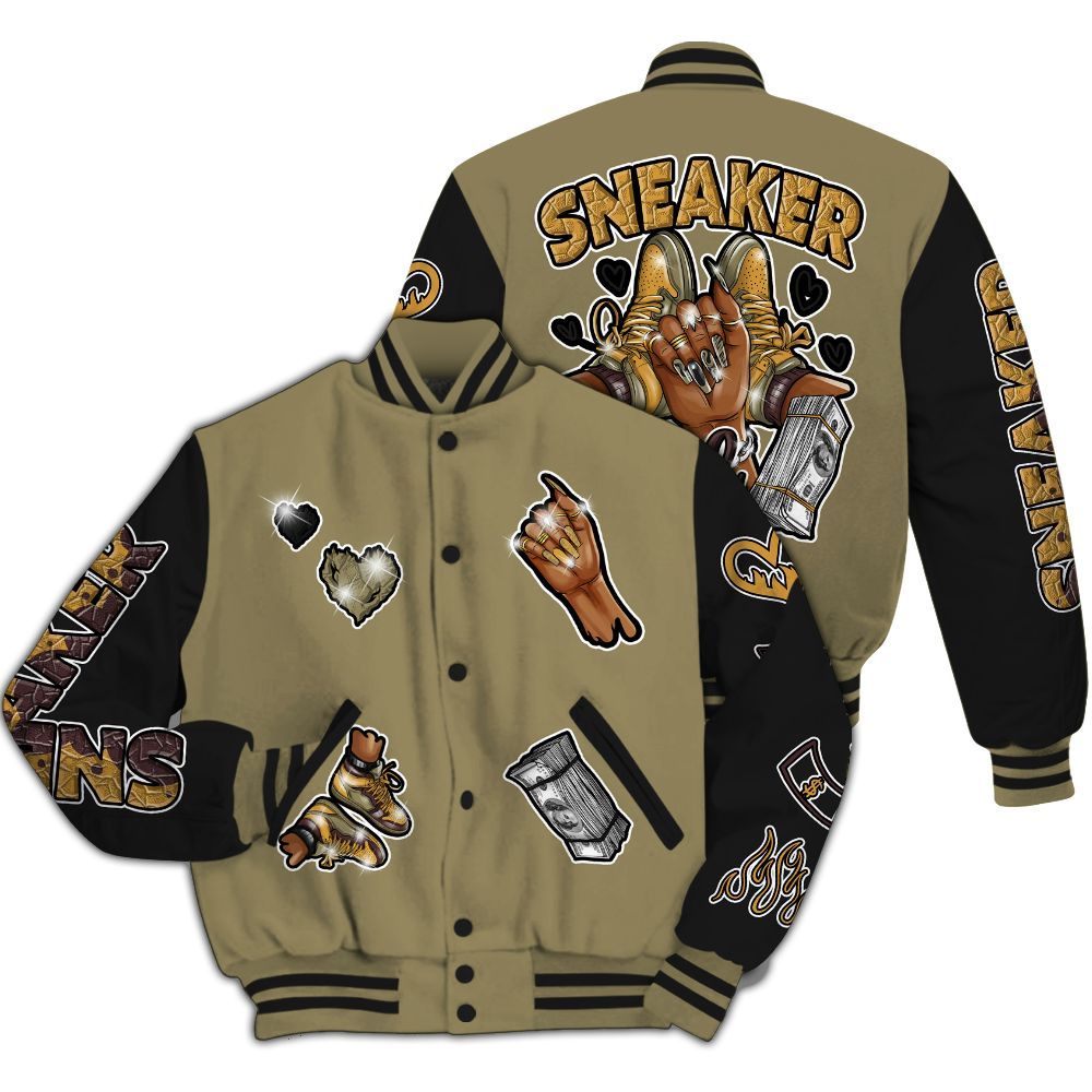 Varsity Jacket To Match Black Olive 7s - Sneakerz Girlz All Over Print
