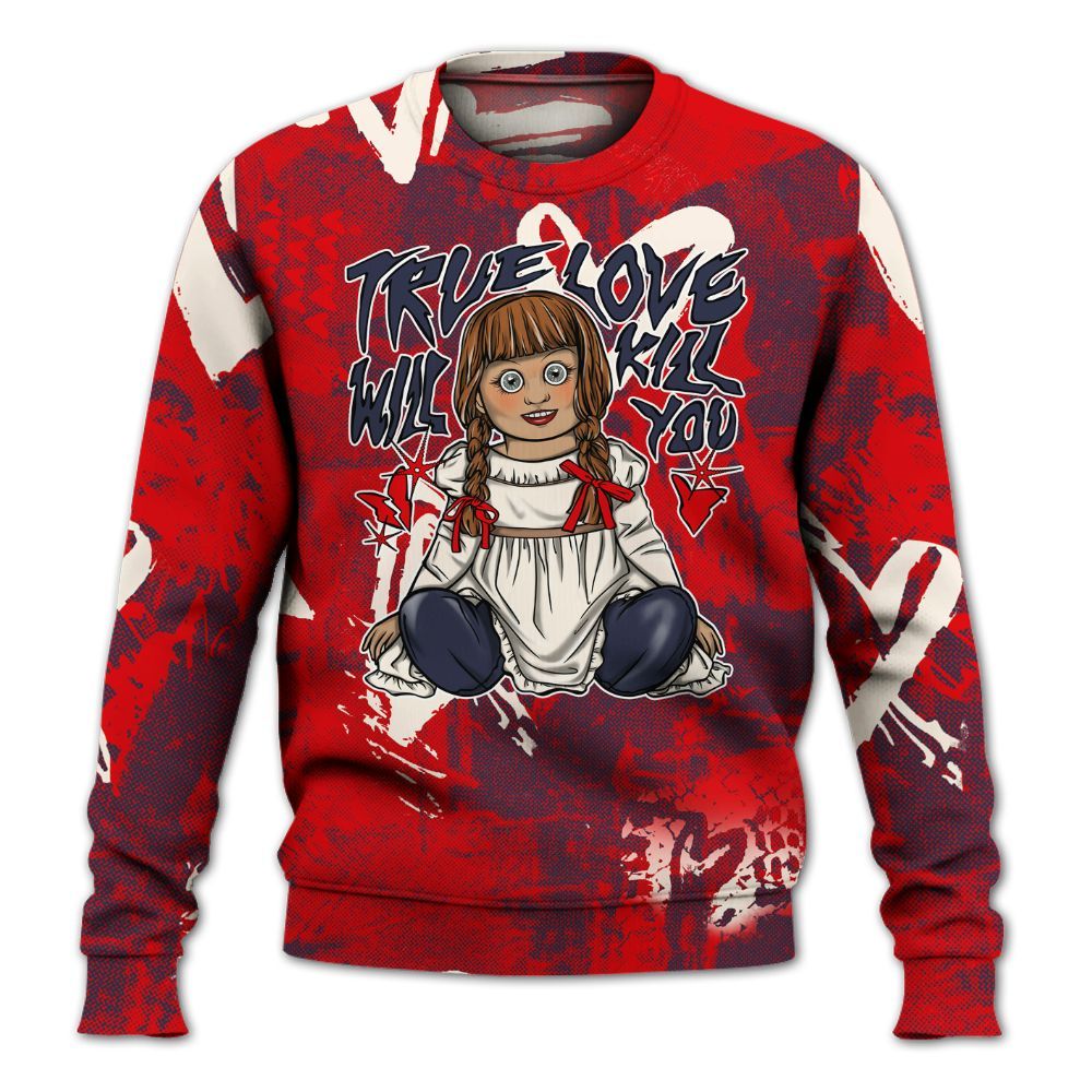 Sweatshirt To Match Low OG Howard University 1s - Genuine Loves Bear Heart Grunge All Over Print