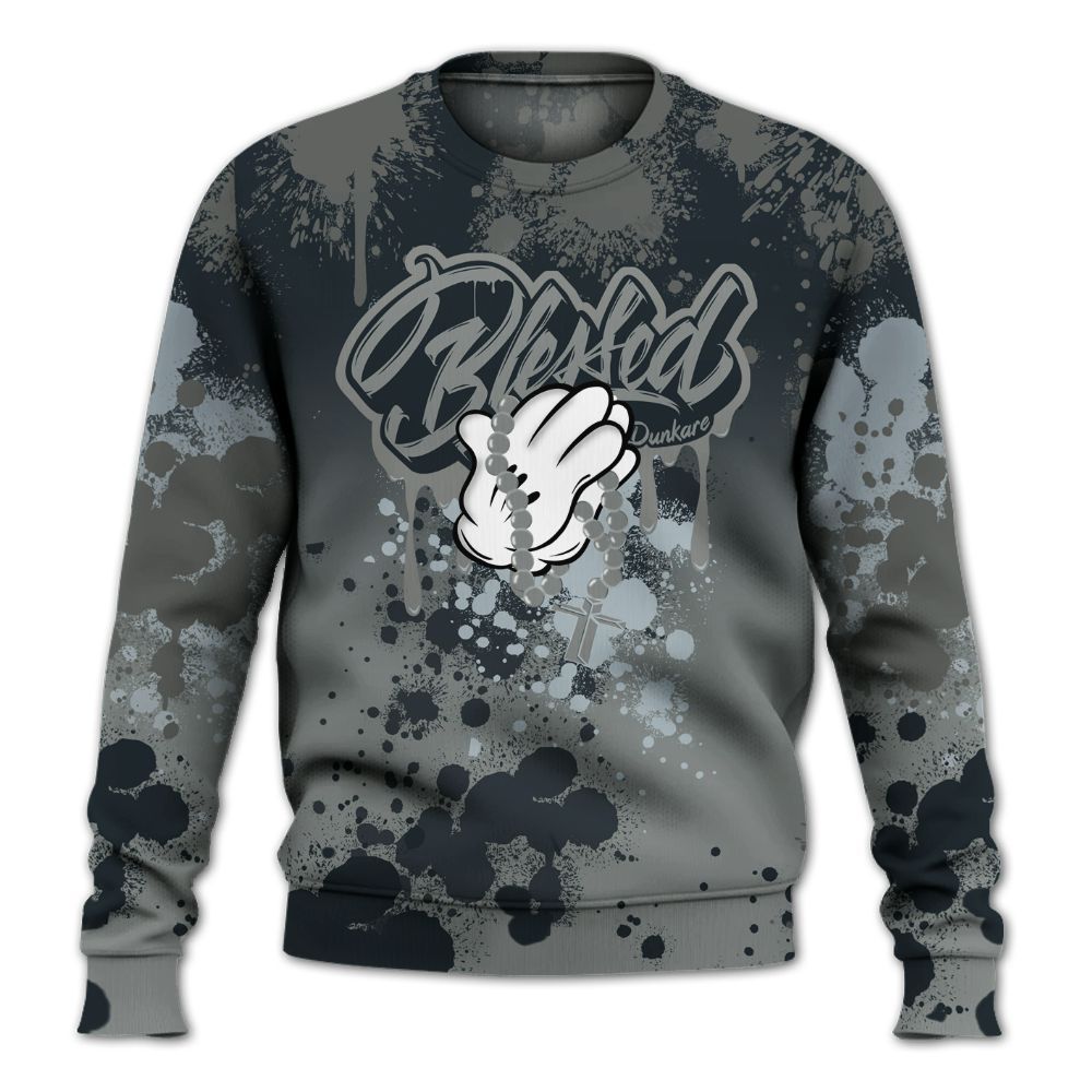 Sweatshirt To Match Retro Georgetown 6s - God Blessed Ink Drip All Over Print