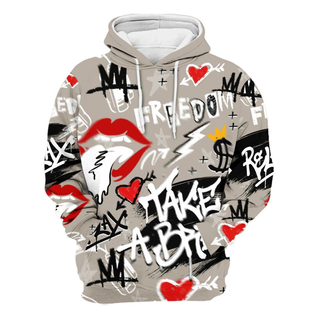 Hoodie To Match Low OG Phantom 1s - Take Break Freedom Graffiti Streetwear All Over Print