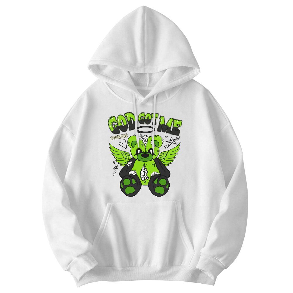 Sweatshirt To Match Electric Green 6s - Gods Guides Me Bear Graphic