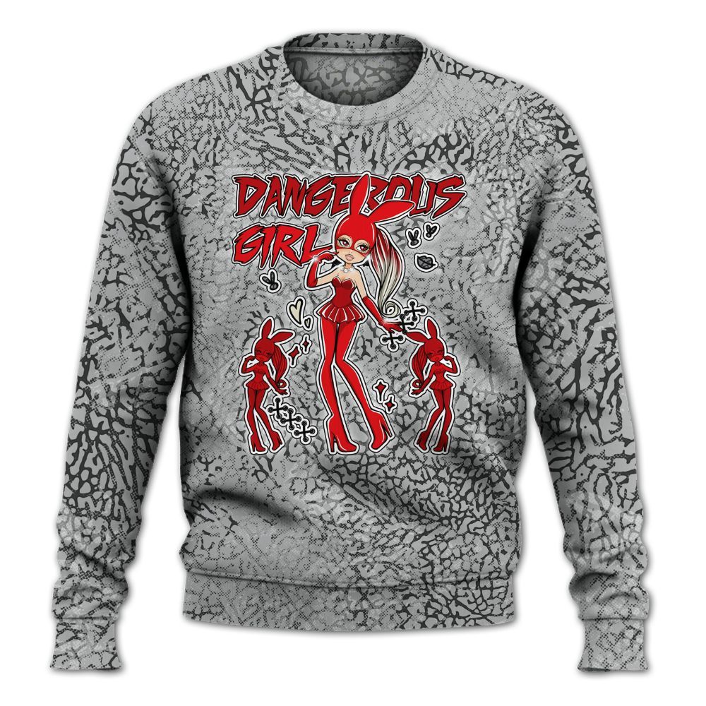 Sweatshirt To Match Cement Grey 3s - Dangerous.Girl Heart Grunge All Over Print