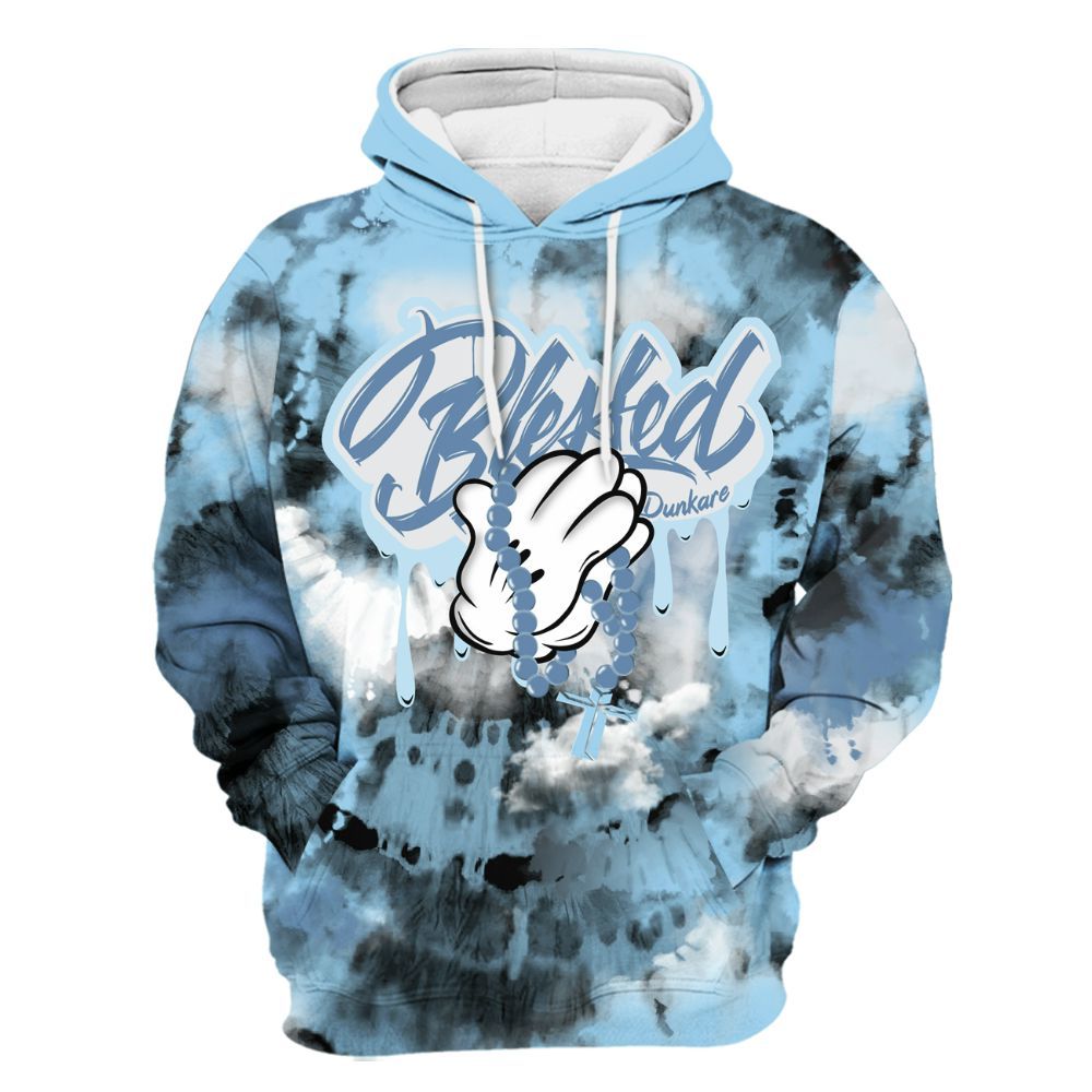 Hoodie To Match Legend Blue 11s - God Blessed Tie Dye All Over Print