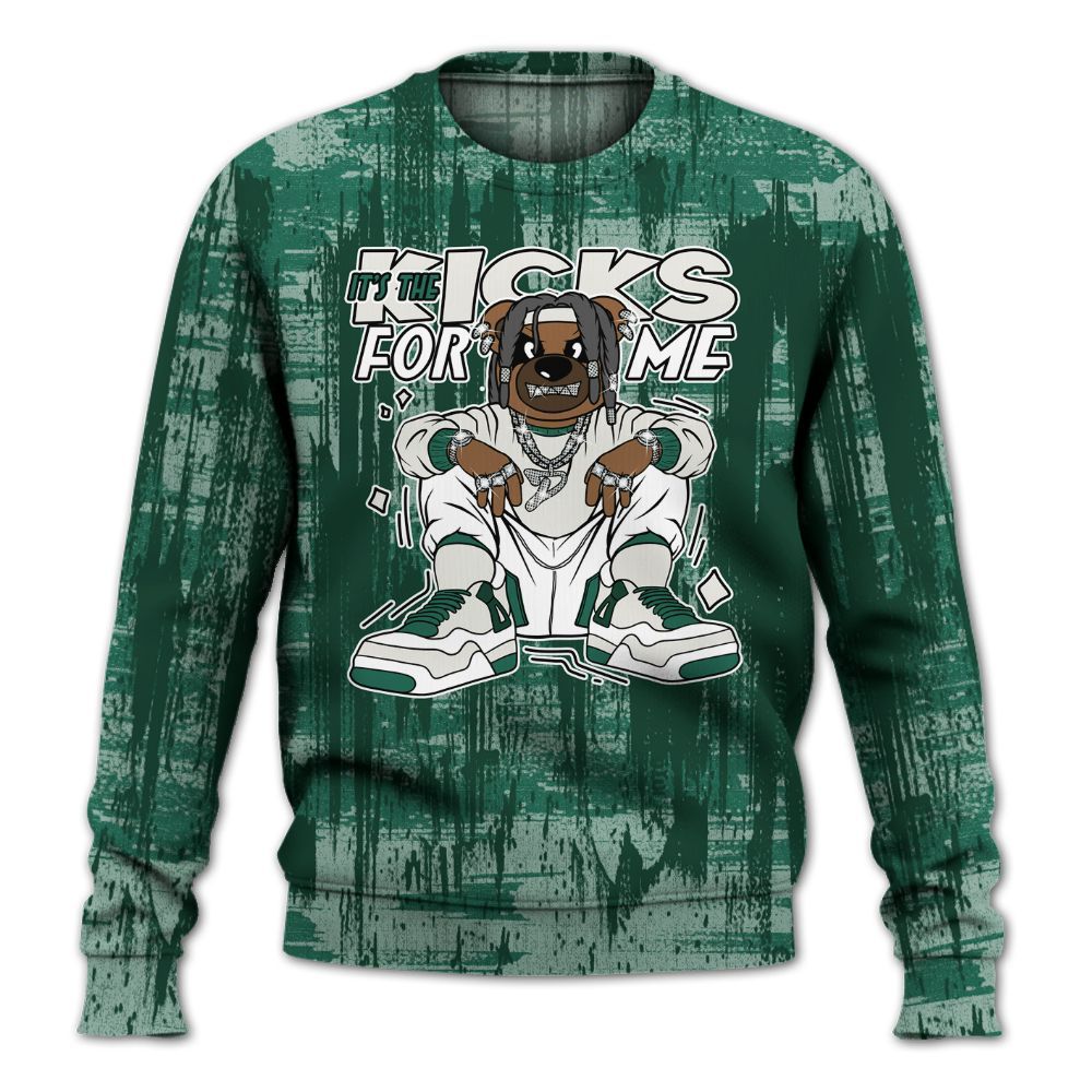 Sweatshirt To Match Oxidized Green 4s - Sneakers Bear Glitch Art All Over Print