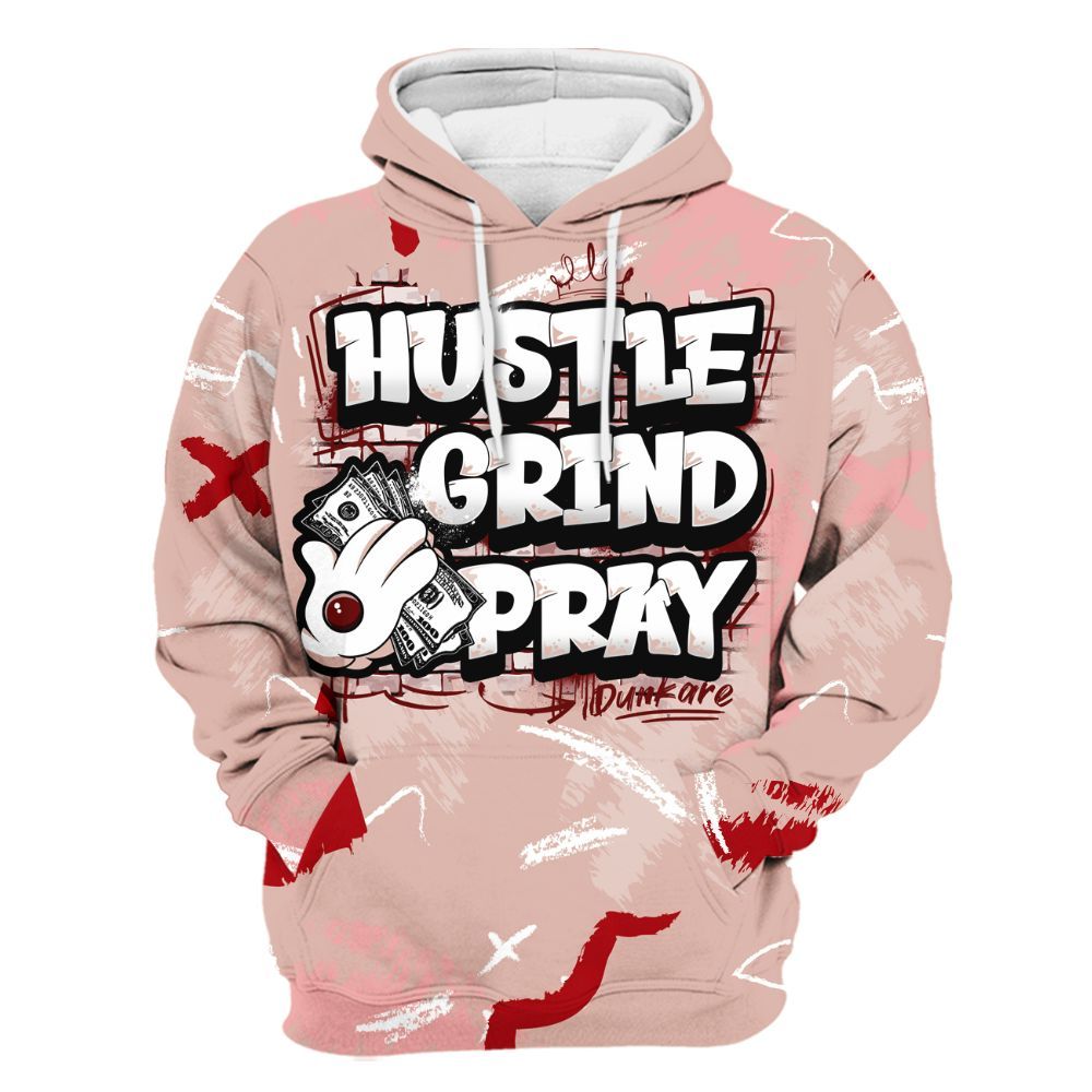 Hoodie To Match Low Valentines Day 1s - Hustle Grind Pray Retro All Over Print
