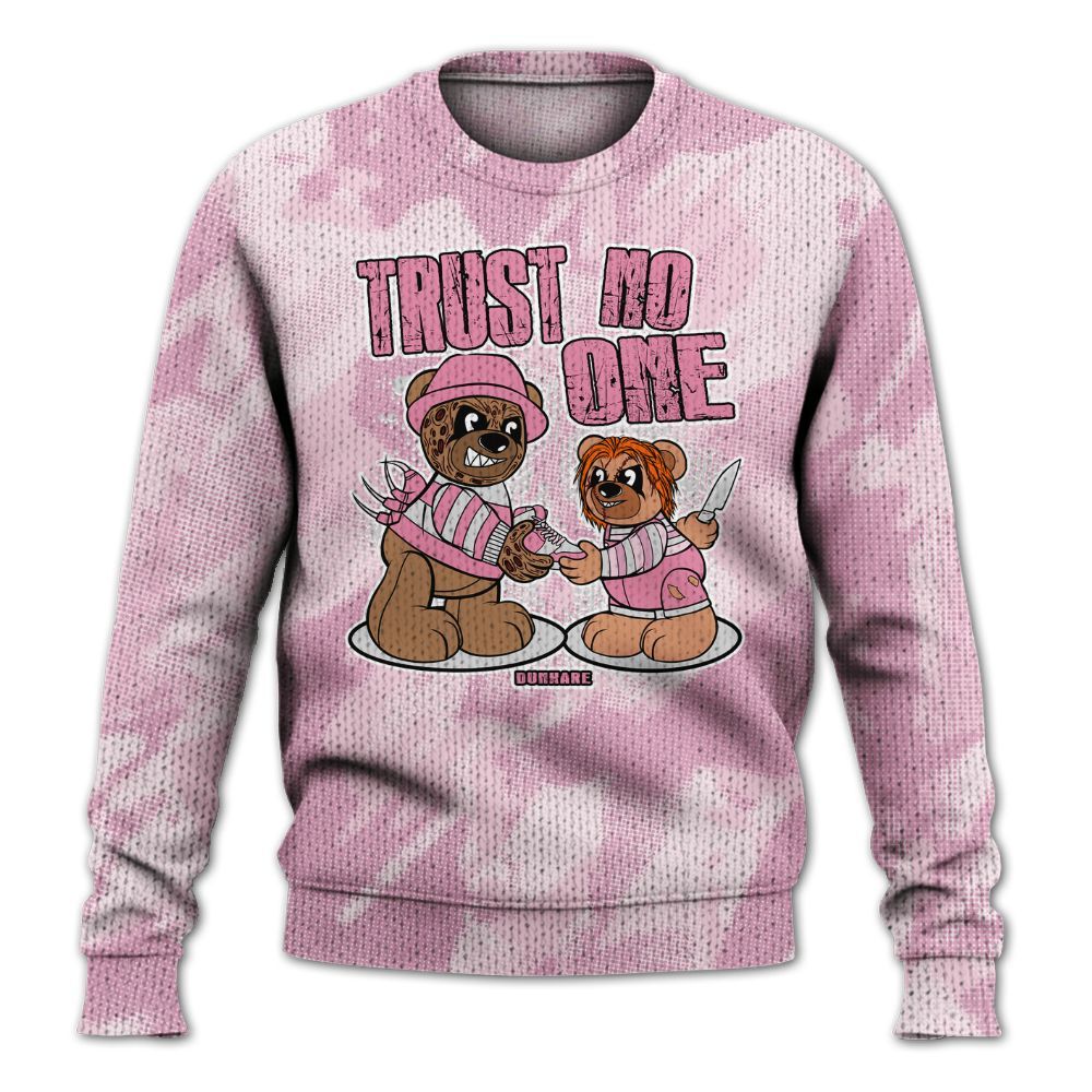 Knitted Sweater To Match Orchid 4s - Trust No One Bear Abstract Halftone
