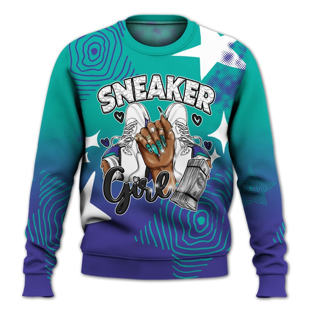 Sweatshirt To Match Retro Grape 5s - Sneakerz Girlz Unique Starz All Over Print