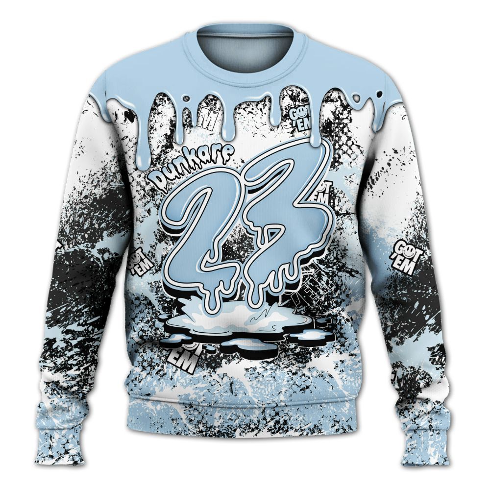 Sweatshirt To Match Foamposite One Psychic Blue - Dripping 23 Drip All Over Print