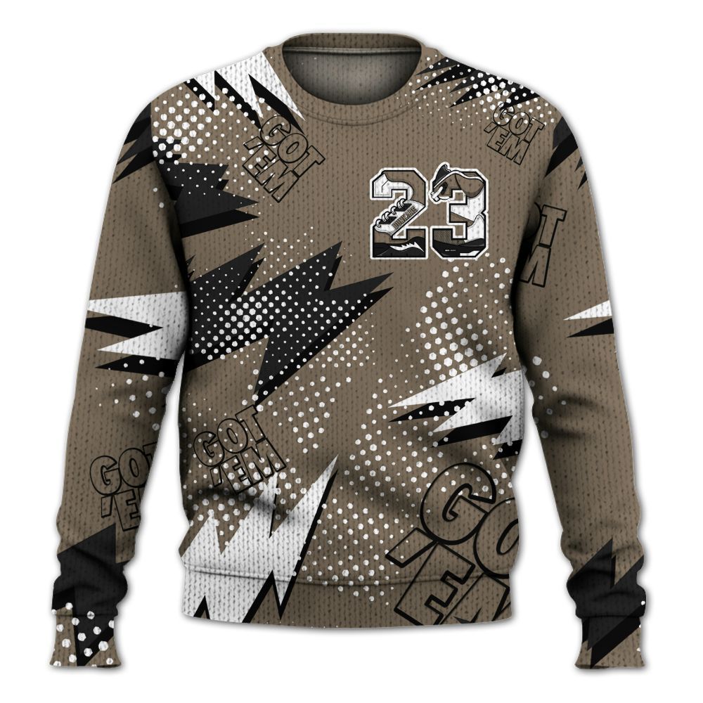 Knitted Sweater To Match Low OG Dark Mocha 1s - Custom Name Number 23 5s