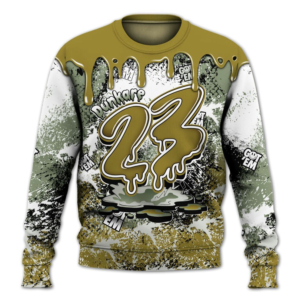 Sweatshirt To Match Air Flightposite Metallic Gold - Dripping 23 Drip All Over Print