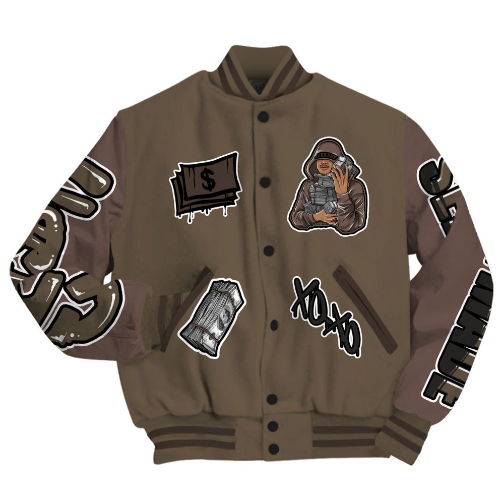 Varsity Jacket To Match AMM Dark Mocha 4s - Selfmade Unique All Over Print