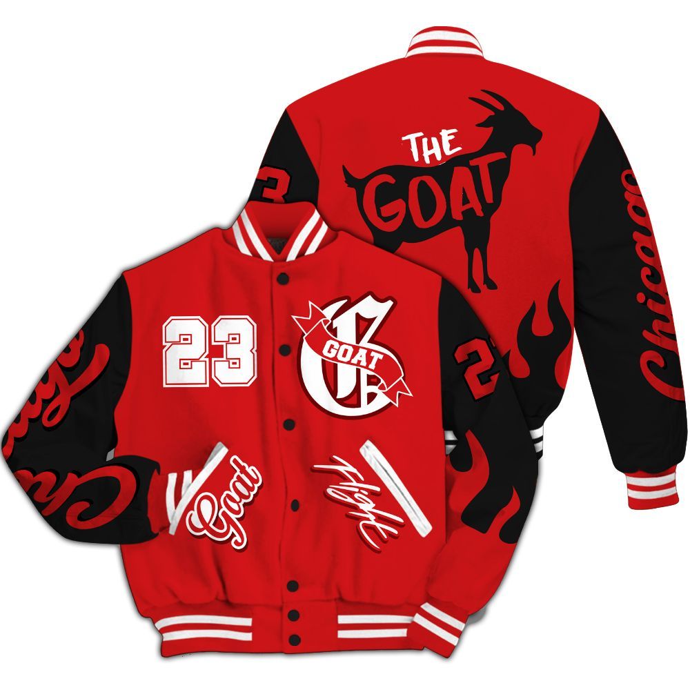 Varsity Jacket To Match Low Bred 11s - The G.O.A.T Flight Streetwear All Over Print