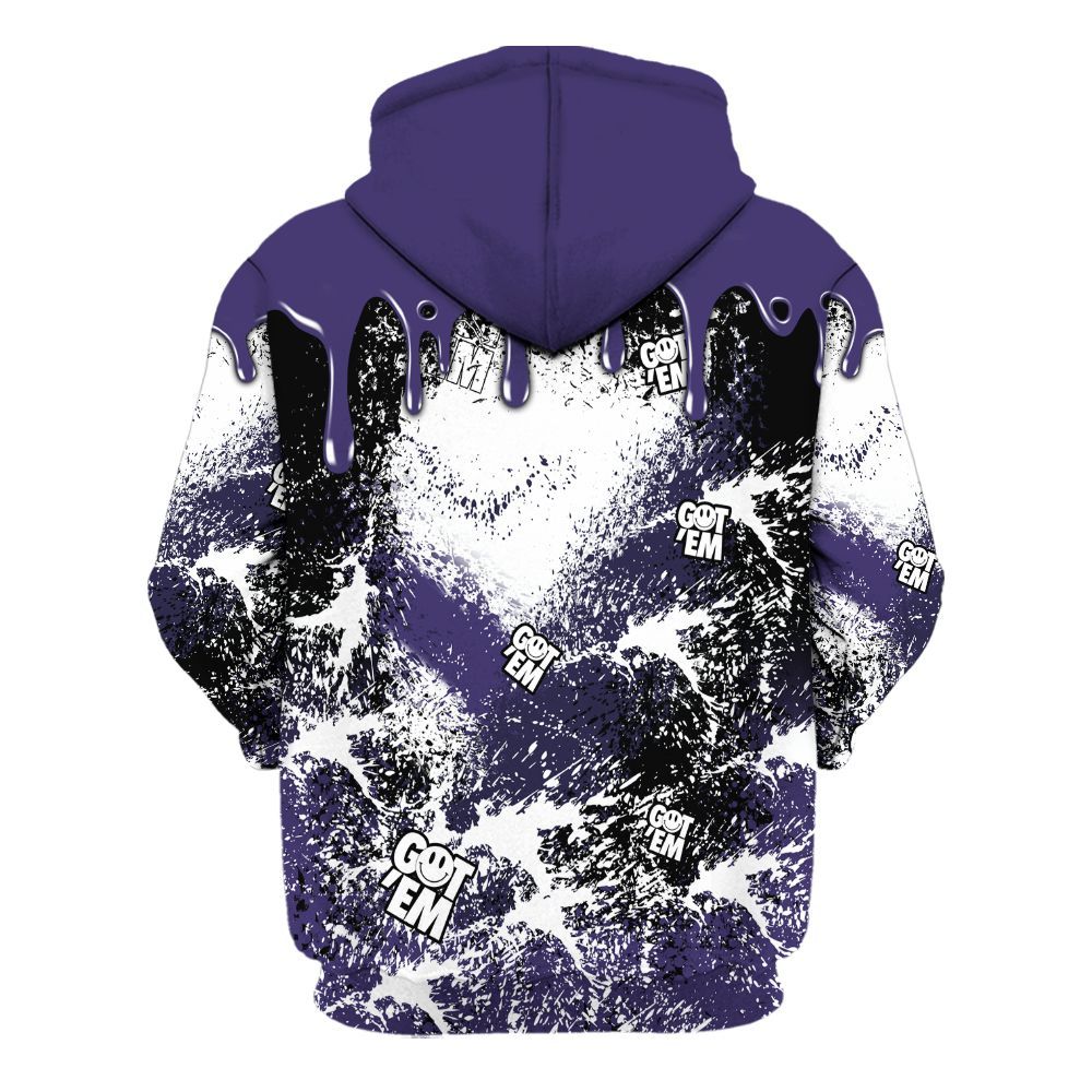 Hoodie To Match Retro Court Purple 13s - Dripping 23 Drip All Over Print