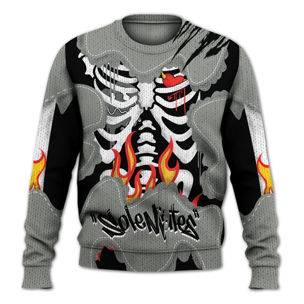 Knitted Sweater To Match Paris Olympics 4s - Skeleton Burning Heart Drip