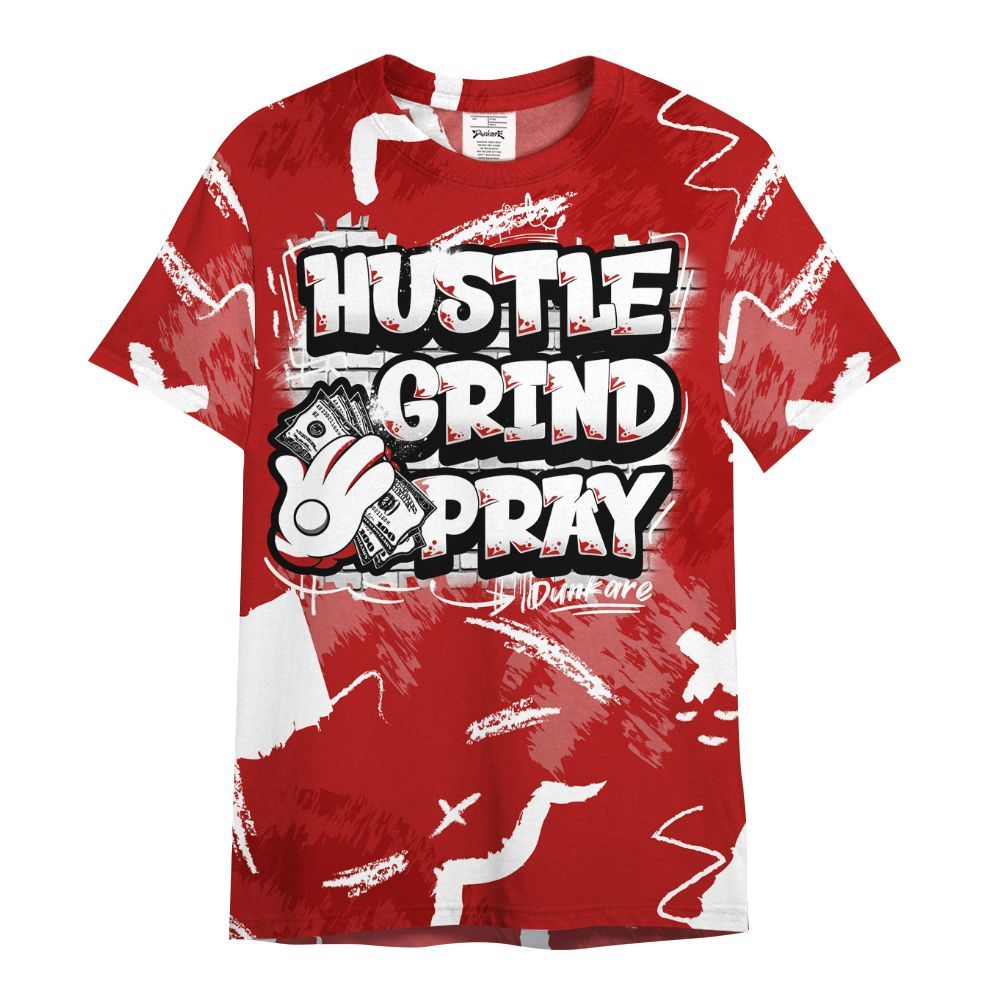 Shirt To Match Low Terror White University Red 1s - Hustle Grind Pray All Over Print