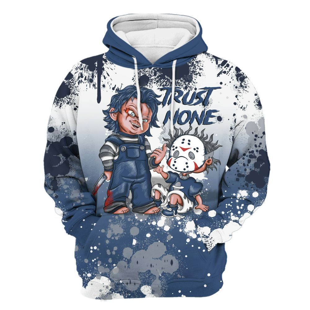 Hoodie To Match Midnight Navy 4s - Trust No One Scary All Over Print