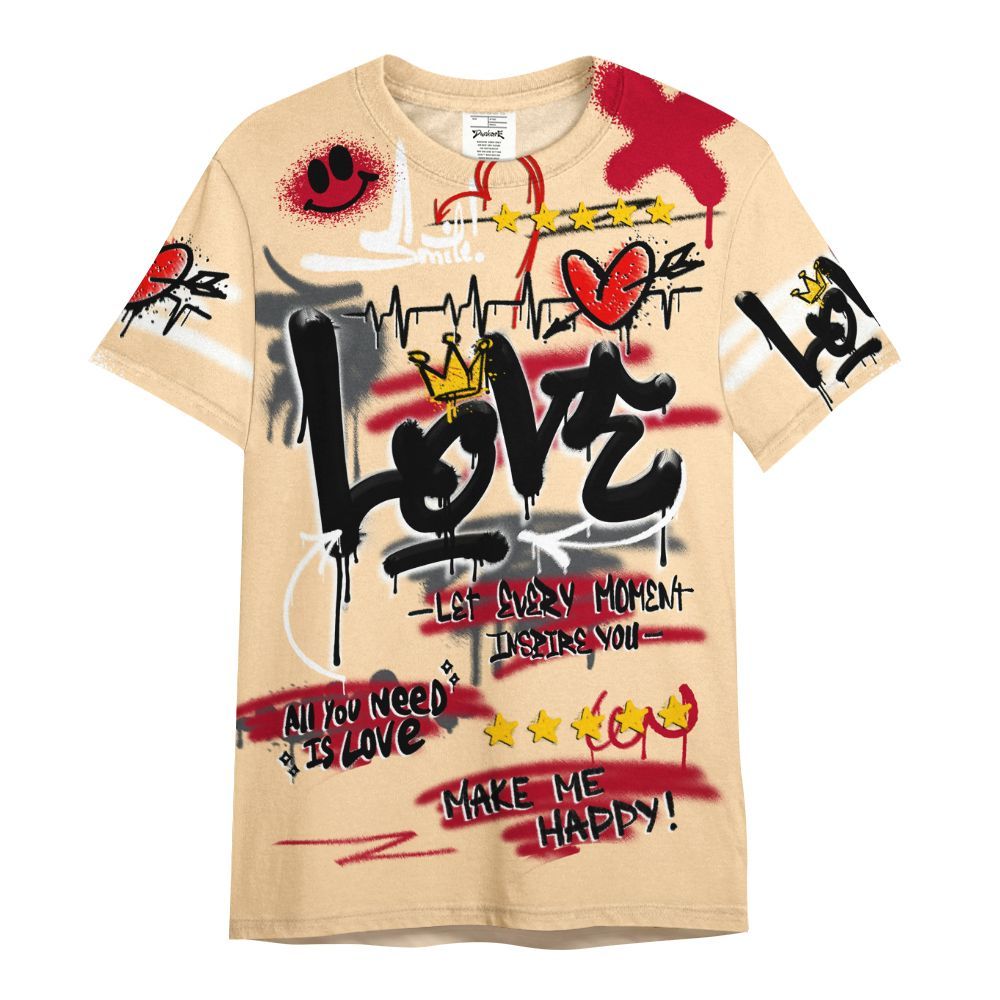 Shirt To Match Retro Pizza GS 4s - Happy Love Beats Graffiti Streetwear All Over Print