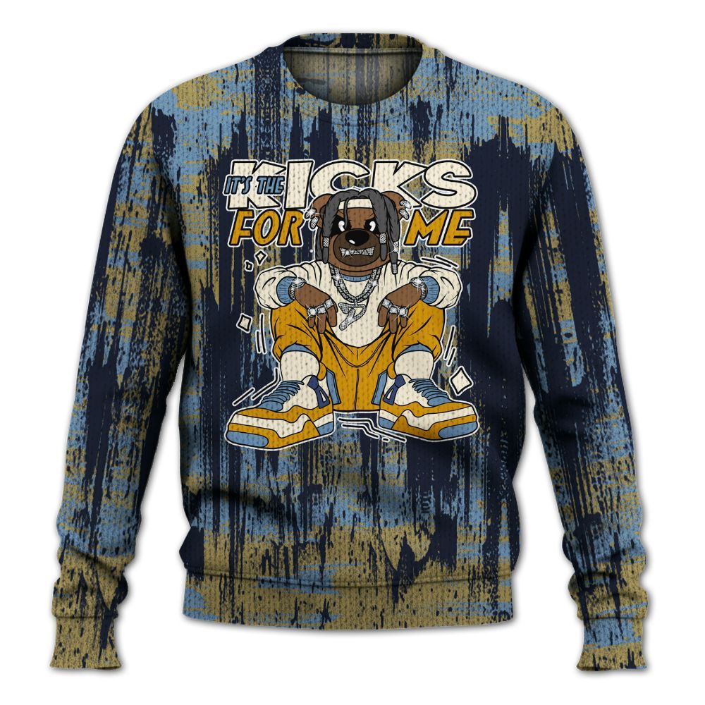 Knitted Sweater To Match High OG First In Flight 1s - Sneakers Bear Glitch Art