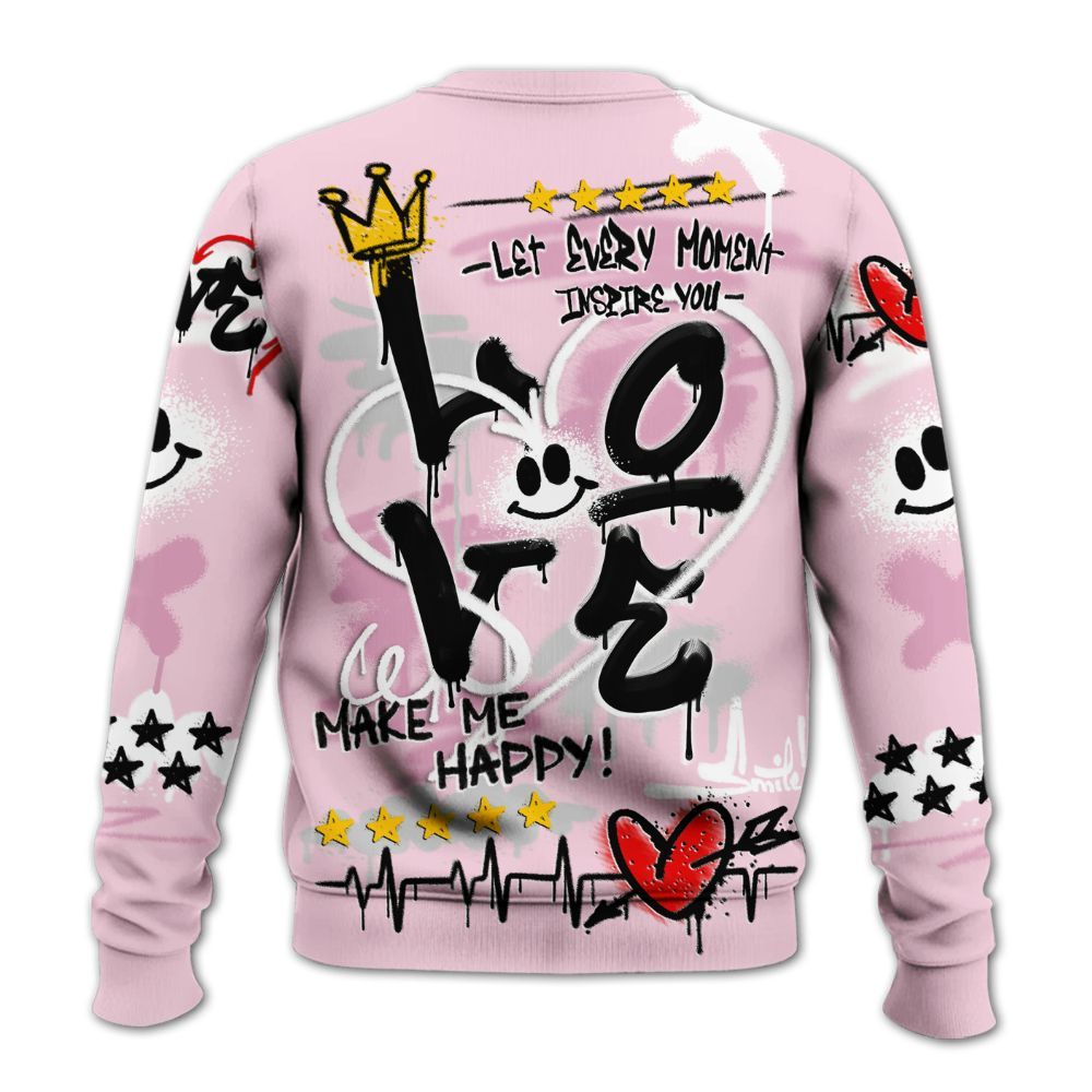Sweatshirt To Match Orchid 4s - Happy Love Beats Graffiti Streetwear All Over Print