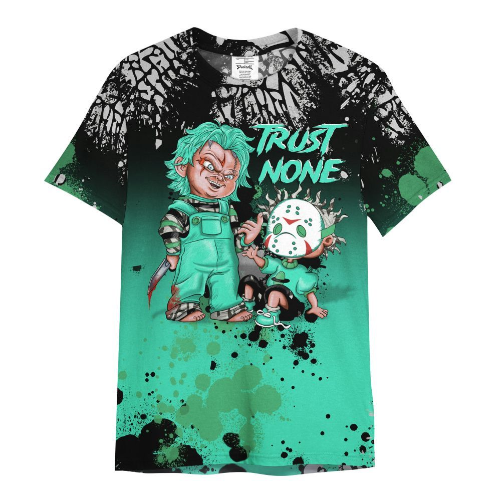 Shirt To Match Black Green Glow 3s - Trust No One Scary All Over Print