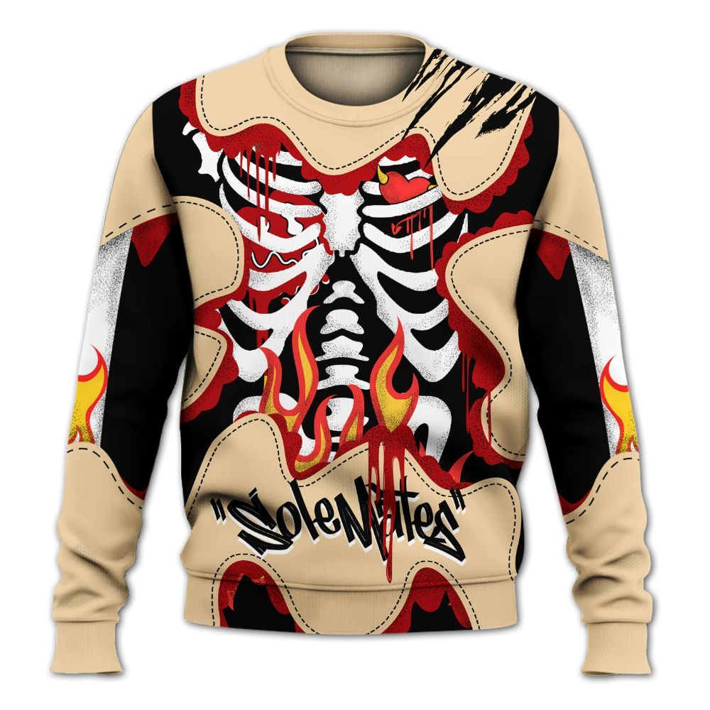 Sweatshirt To Match Dunk Low Strawberry Waffle - Skeleton Burning Heart Drip All Over Print