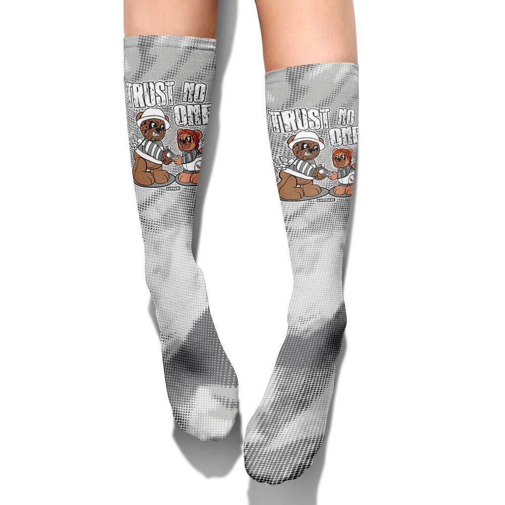 Sock To Match Retro Wet Cement 4s - Trust No One Bear Halloween Abstract Halftone