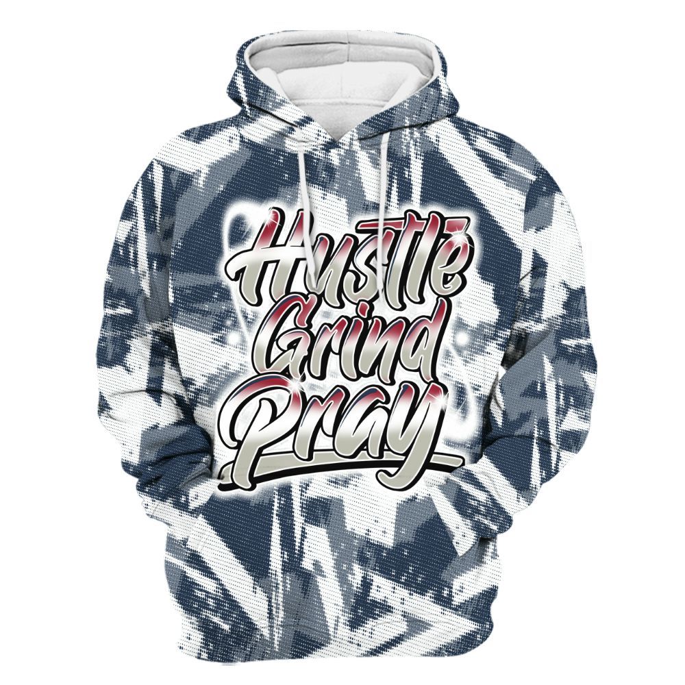 Hoodie To Match White Midnight Navy 6s - Hustle An Halftone All Over Print