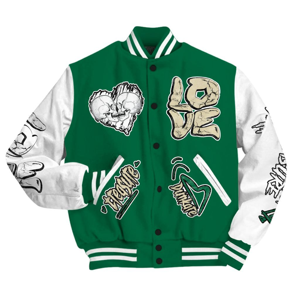 Varsity Jacket To Match Pine Green 4s - Skull Bear All Over Print