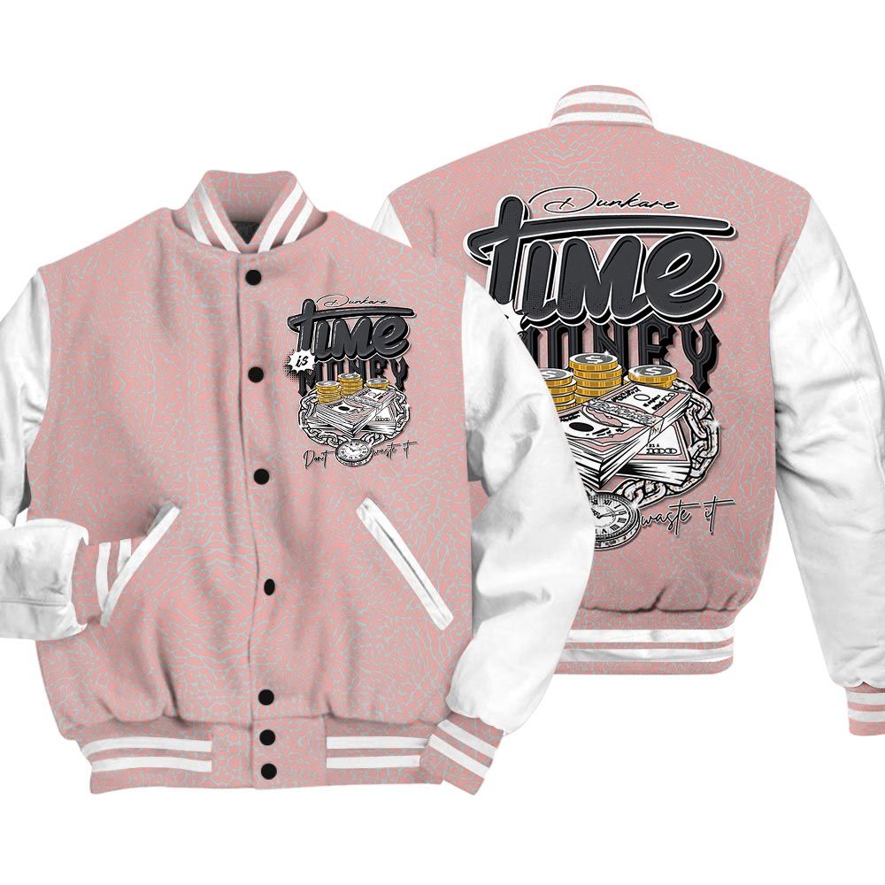 Varsity Jacket To Match Varsity Time Is Money, Red Stardust 3s Baseball - To Match Sneaker Red Stardust 3s Graphic Tee 1904 HDT