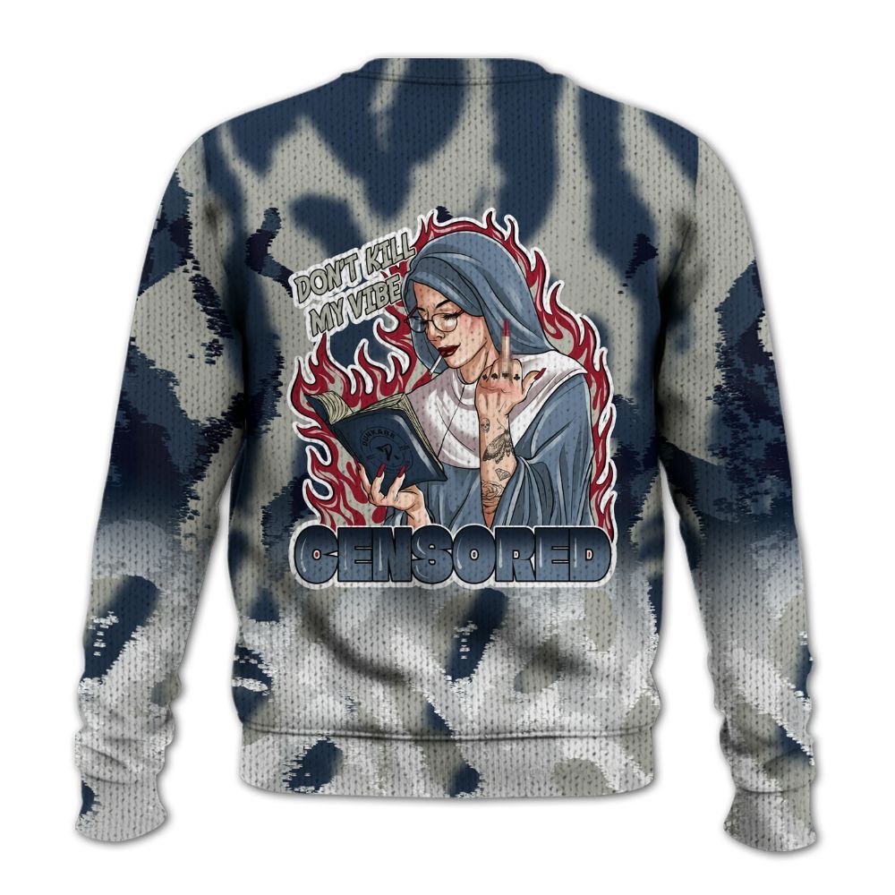 Knitted Sweater To Match Navy Blue 2024 6s - Censoredz Burn