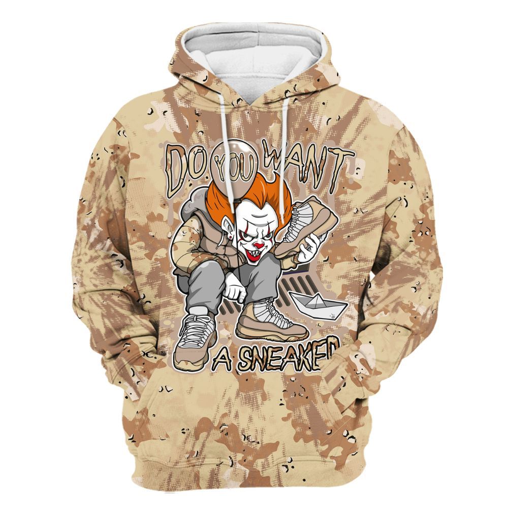 Hoodie To Match Desert Camo 3s - Clown Scary Sneakers Graphic Halloween All Over Print