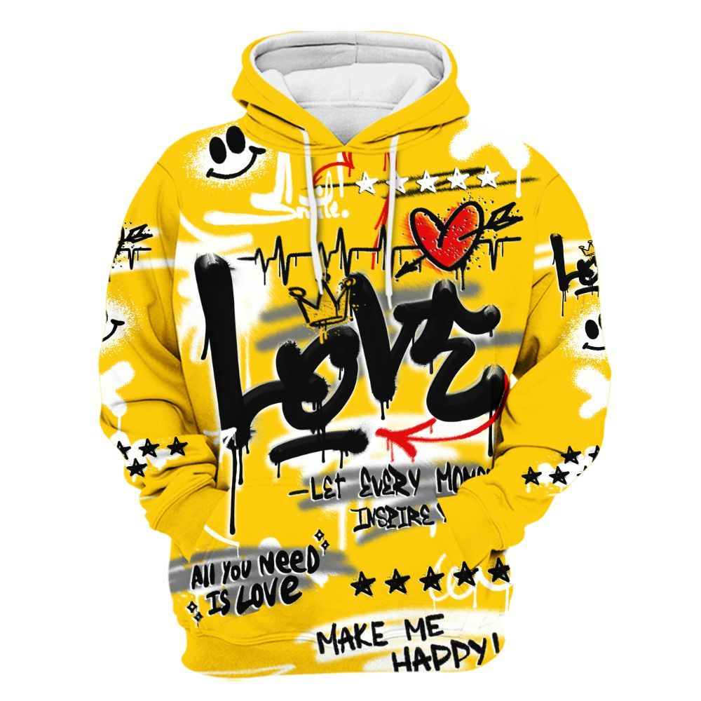 Hoodie To Match Corteiz Air Max 95 Tour Yellow - Happy Love Beats Graffiti Streetwear All Over Print