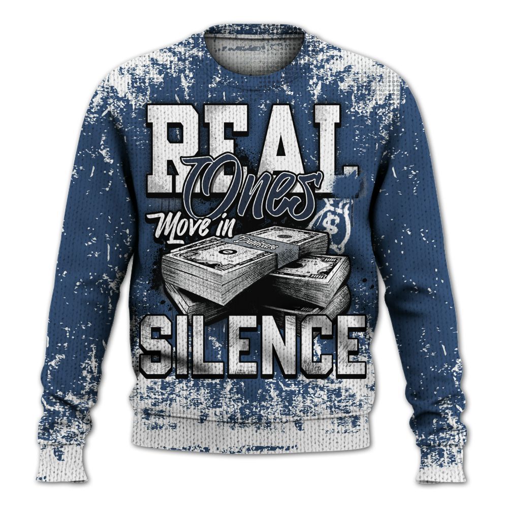 Knitted Sweater To Match Midnight Navy 4s - Move In Silence Money Street Retro