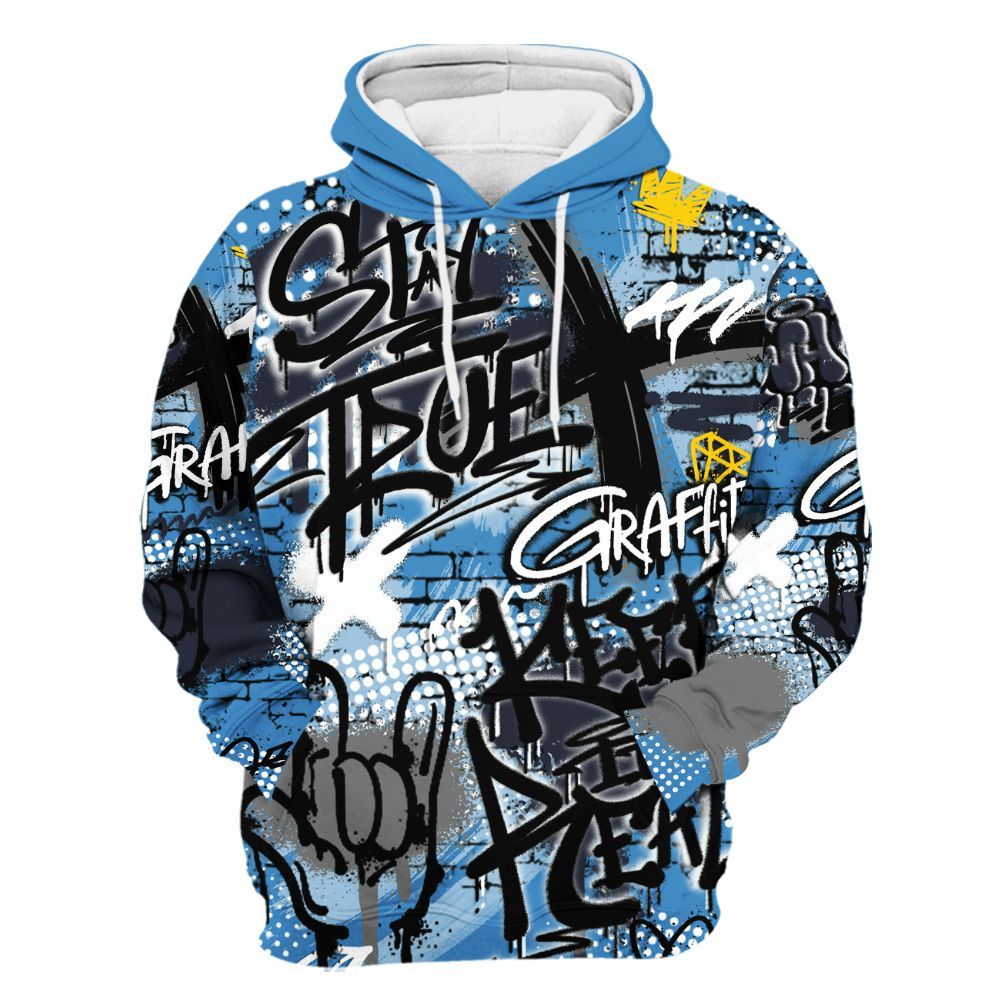 Hoodie To Match Low OG Obsidian 1s - True It Real Graffiti Streetwear All Over Print