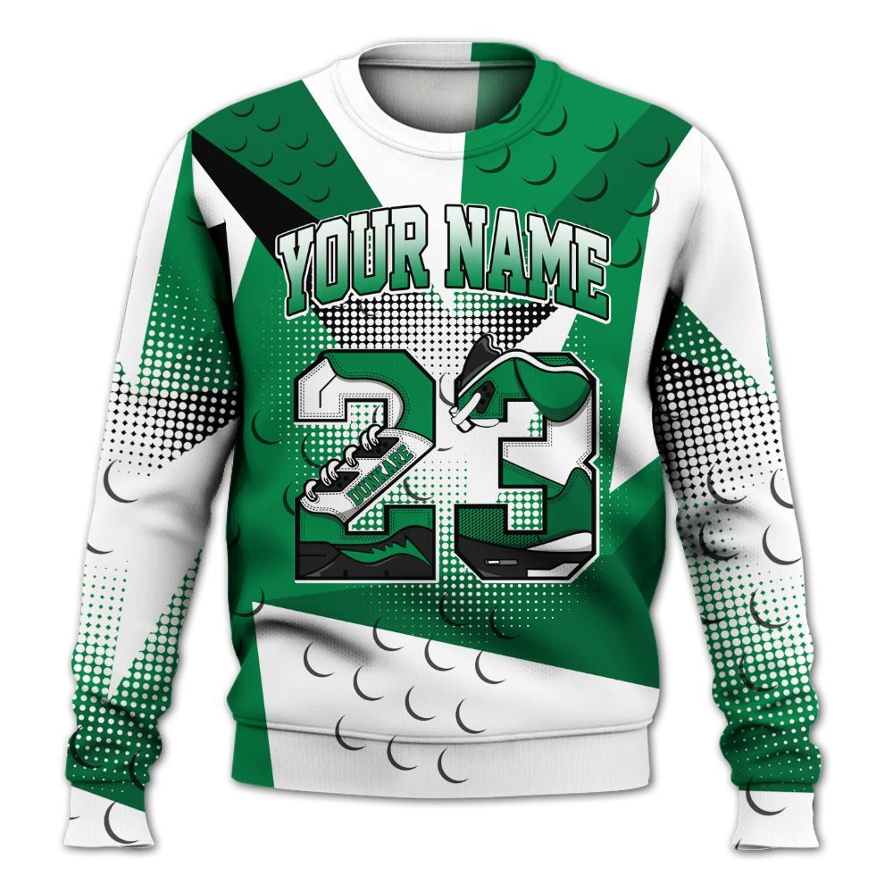 Sweatshirt To Match Mid Lucky Green 1s - Poly Custom Name Number 23 5s All Over Print