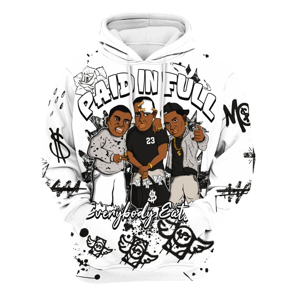 Hoodie To Match Retro Reverse Metallic 5s - Everybody Paid In Full Crayon All Over Print