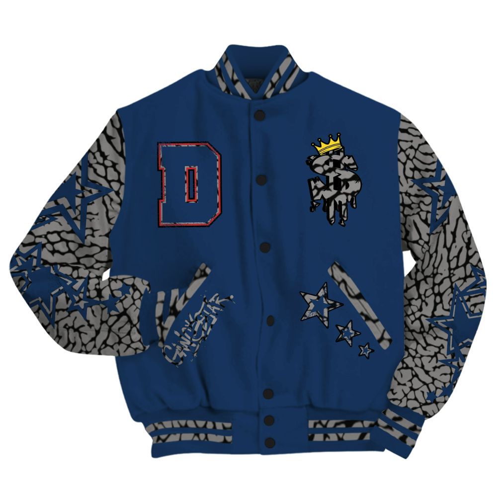 Varsity Jacket To Match SP Sport Royal 3s - Lucky Money Paid In Full Retro All Over Print