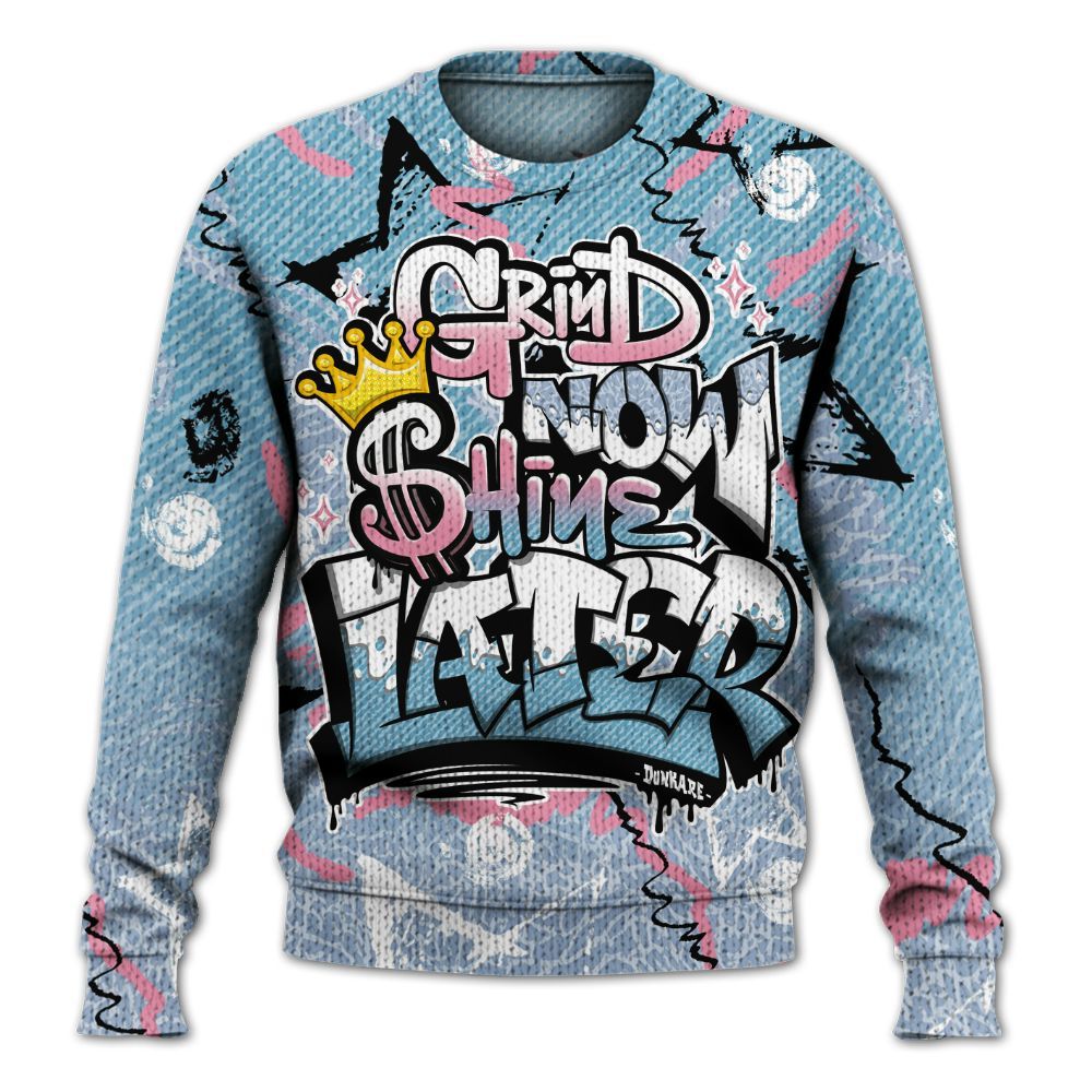 Sweater To Match Denim Pink Glow 3s - Grind Shine Later Drip Graphic