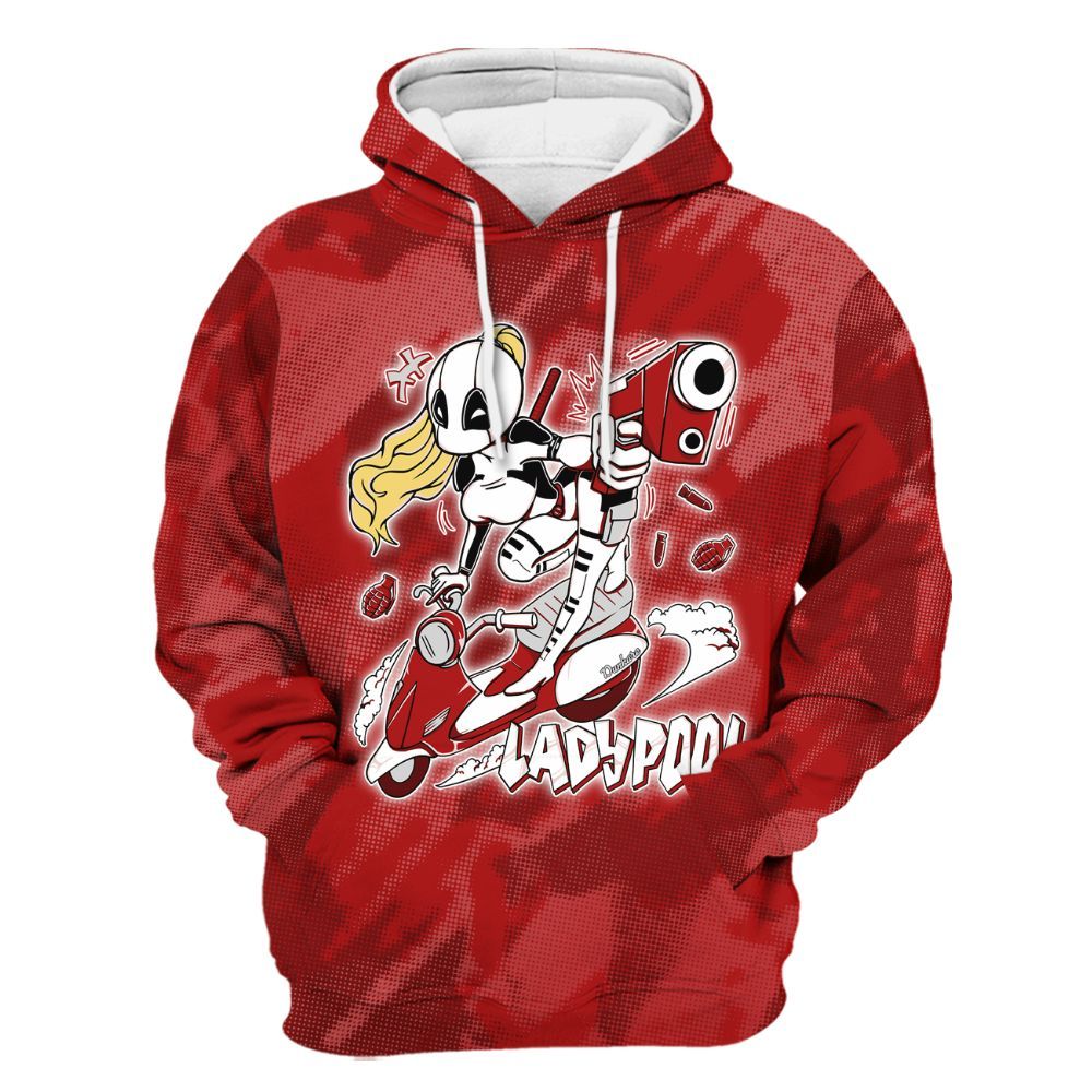 Hoodie To Match Red Taxi 12s - Lady Pool Cartoon Abstract Halftone All Over Print