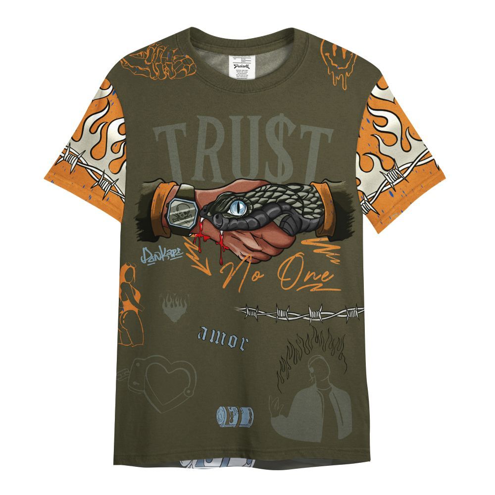 Shirt To Match Olive 5s - Snake Trust No One All Over Print