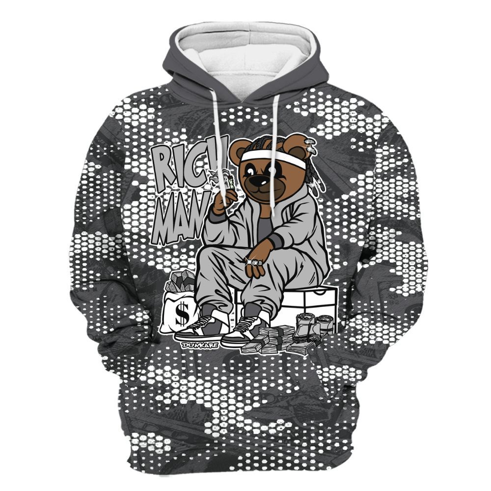 Hoodie To Match White Thunder 4s - Rich Man Bear Banknotes Art All Over Print