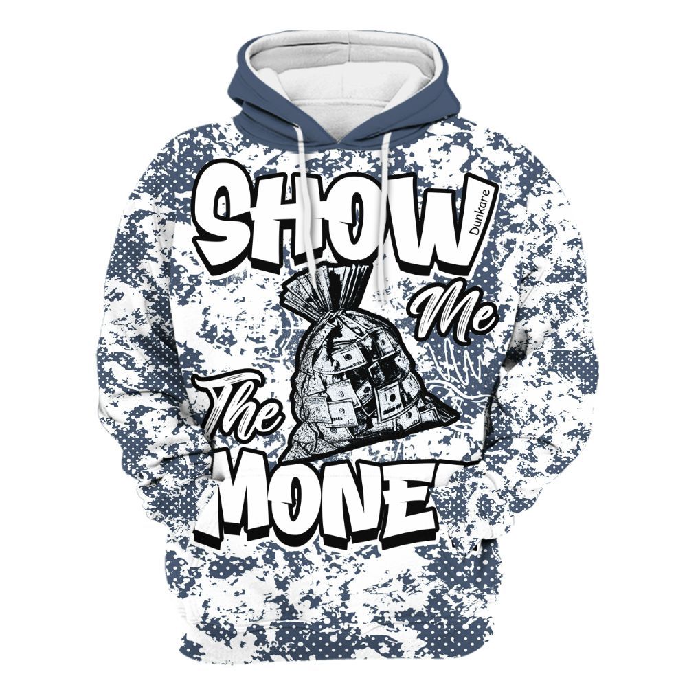 Hoodie To Match Low Diffused Blue 11s - Show Me The Money Retro All Over Print
