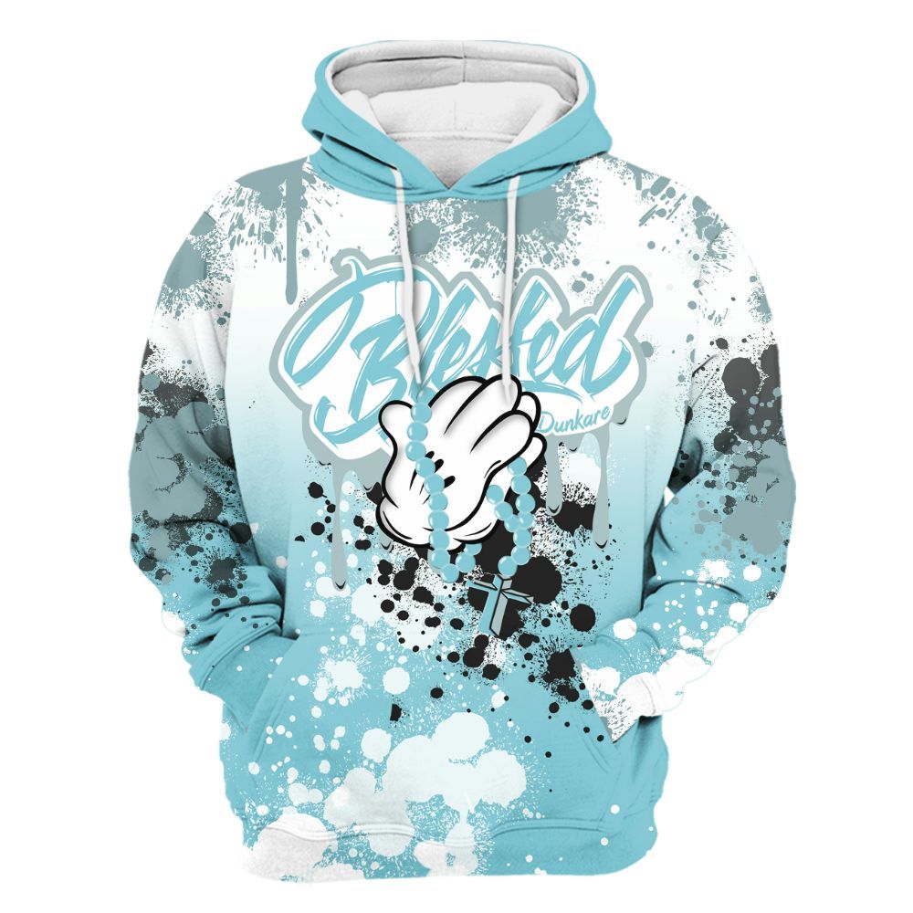 Hoodie To Match Low Legend Blue 11s - God Blessed Ink Drip All Over Print