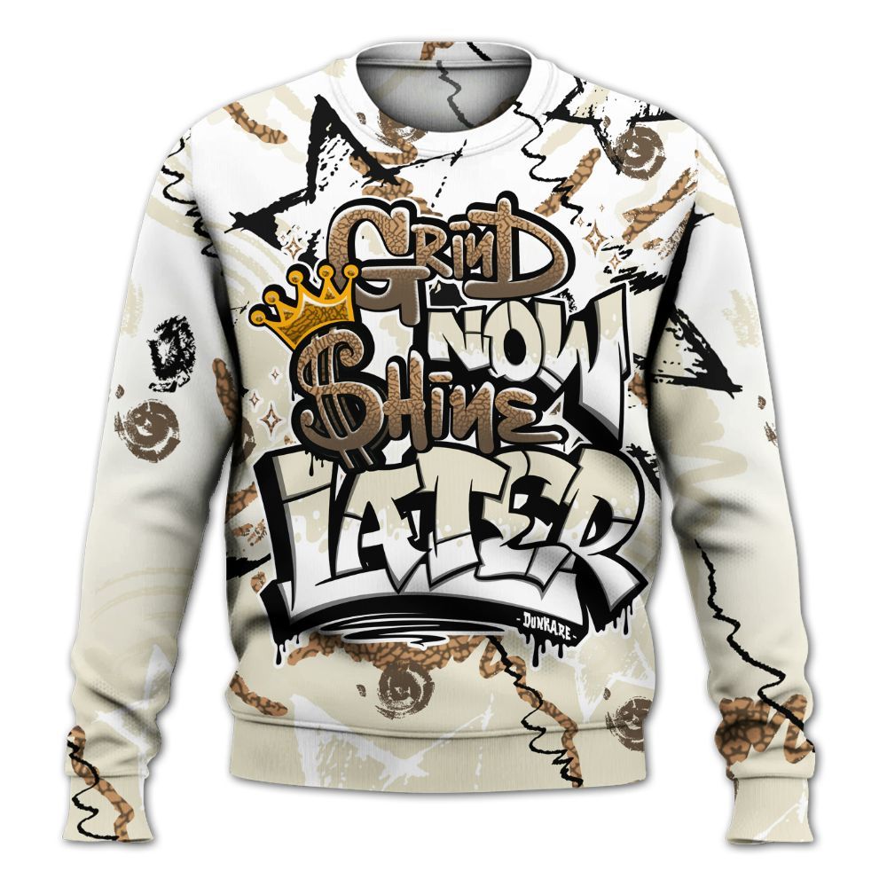 Sweatshirt To Match Orewood Brown 3s - Grind Shine Later Drip All Over Print