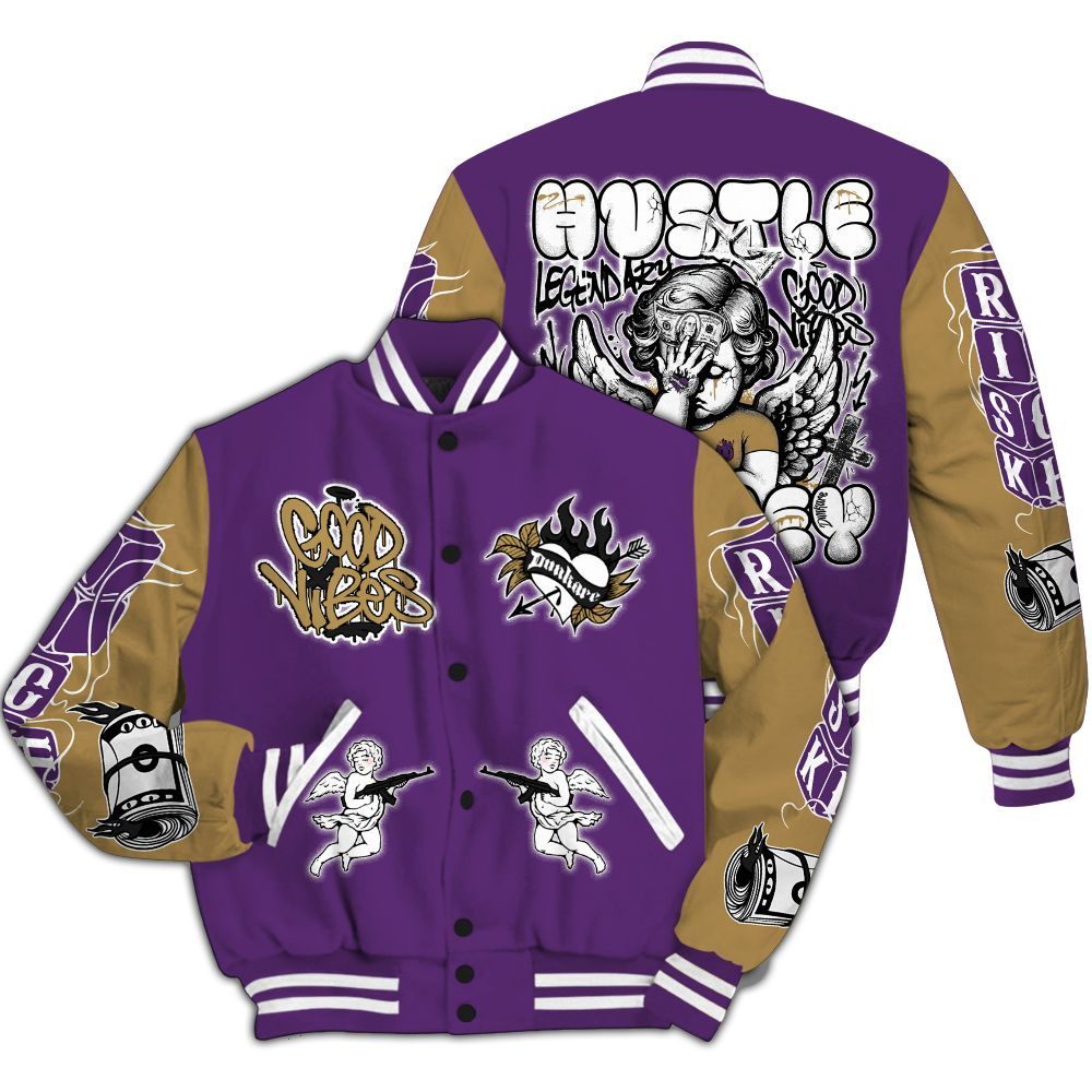 Varsity Jacket To Match Air Diamond Turf Ravens - Angel Hustle Money All Over Print