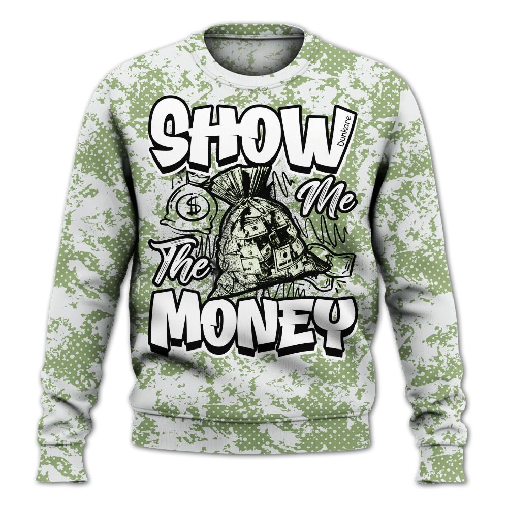 Sweatshirt To Match Oil Green 4s - Show Me The Money Retro All Over Print
