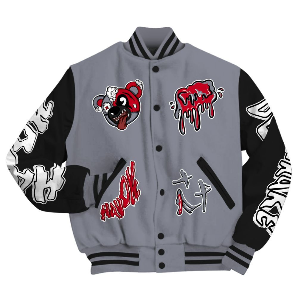 Varsity Jacket To Match Retro Black Flint 13s - Havok Bear All Over Print